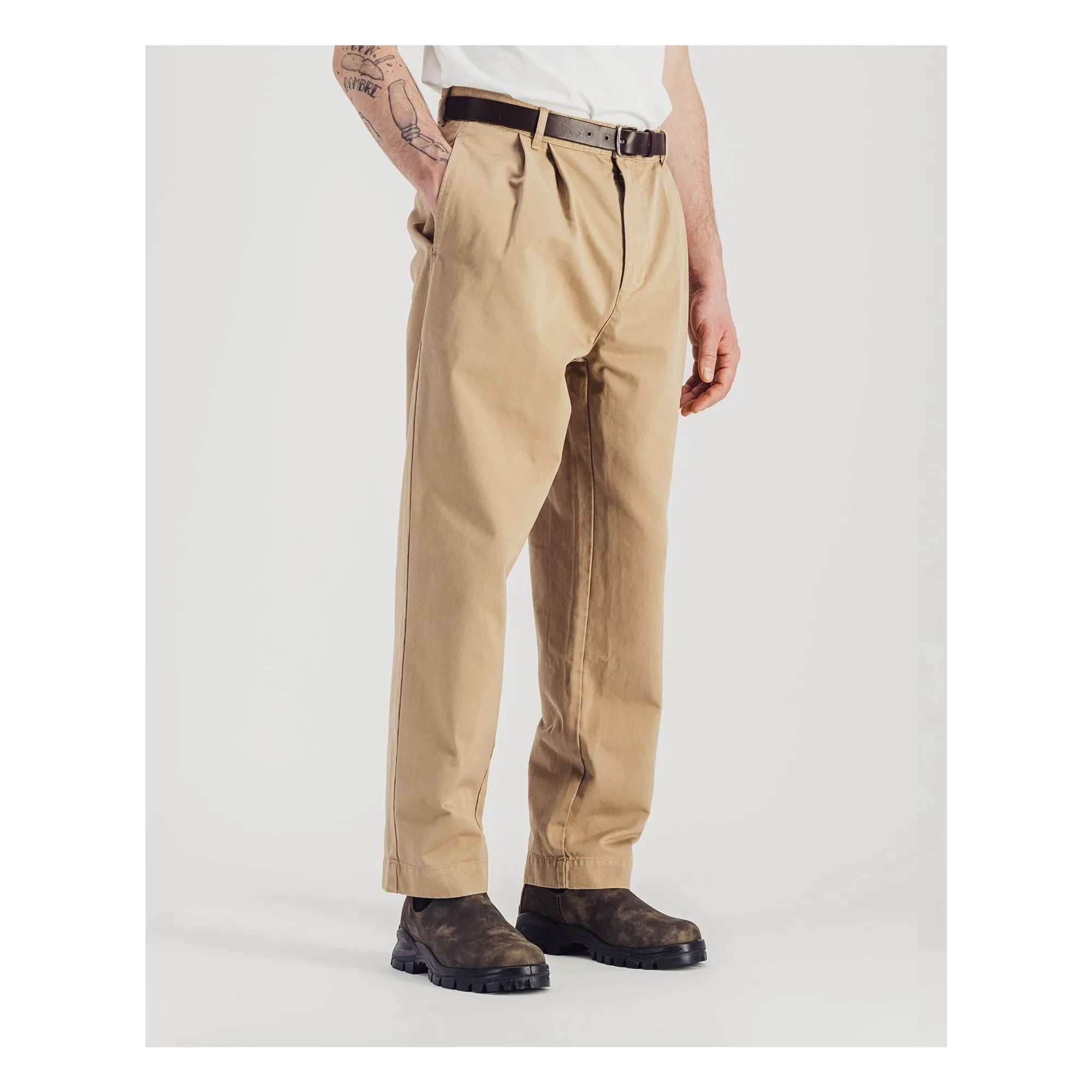 Parages - Hose mit doppelter Bundfalte aus Twill | Beige