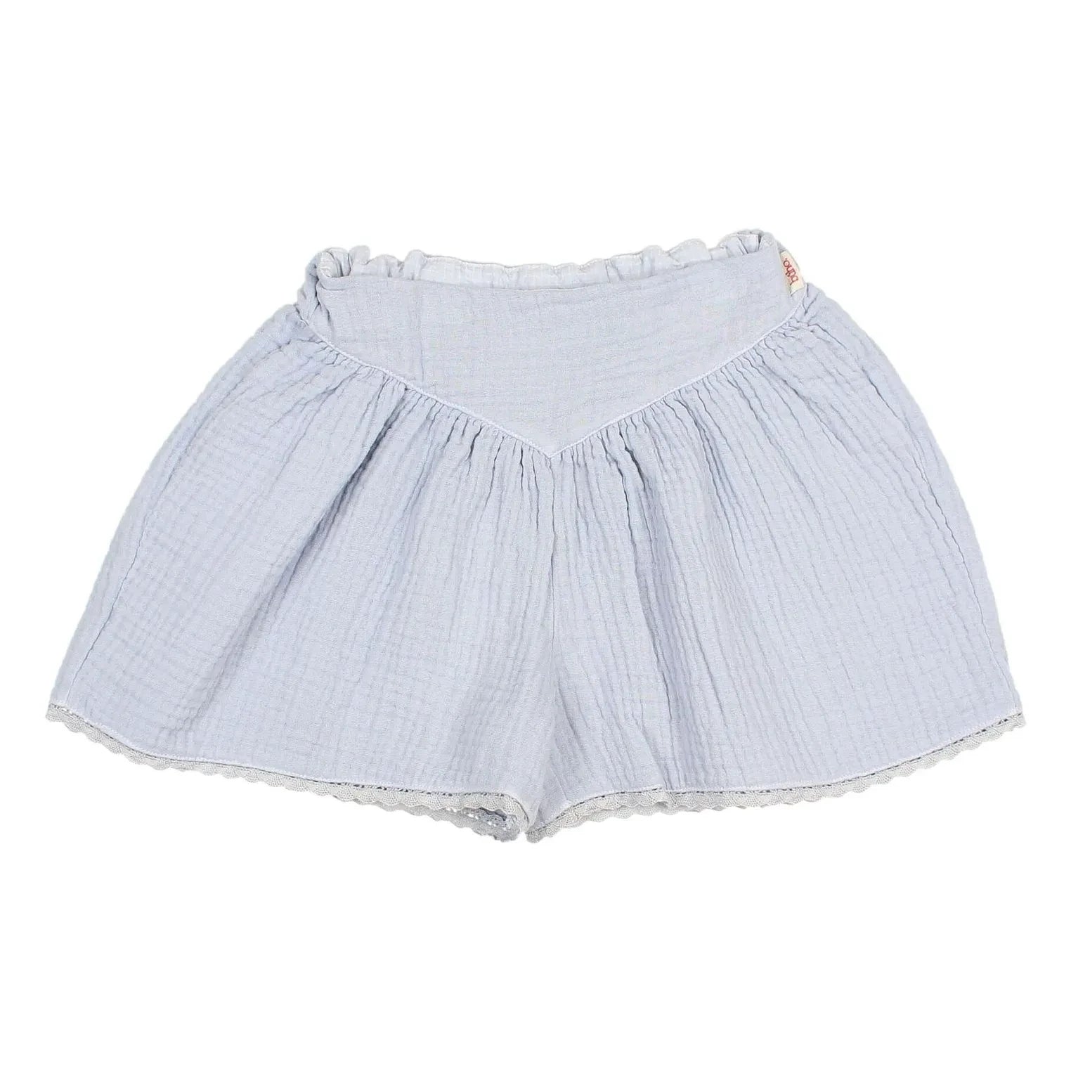 Búho - Cotton Gingham Ruffled Shorts | Light Blue
