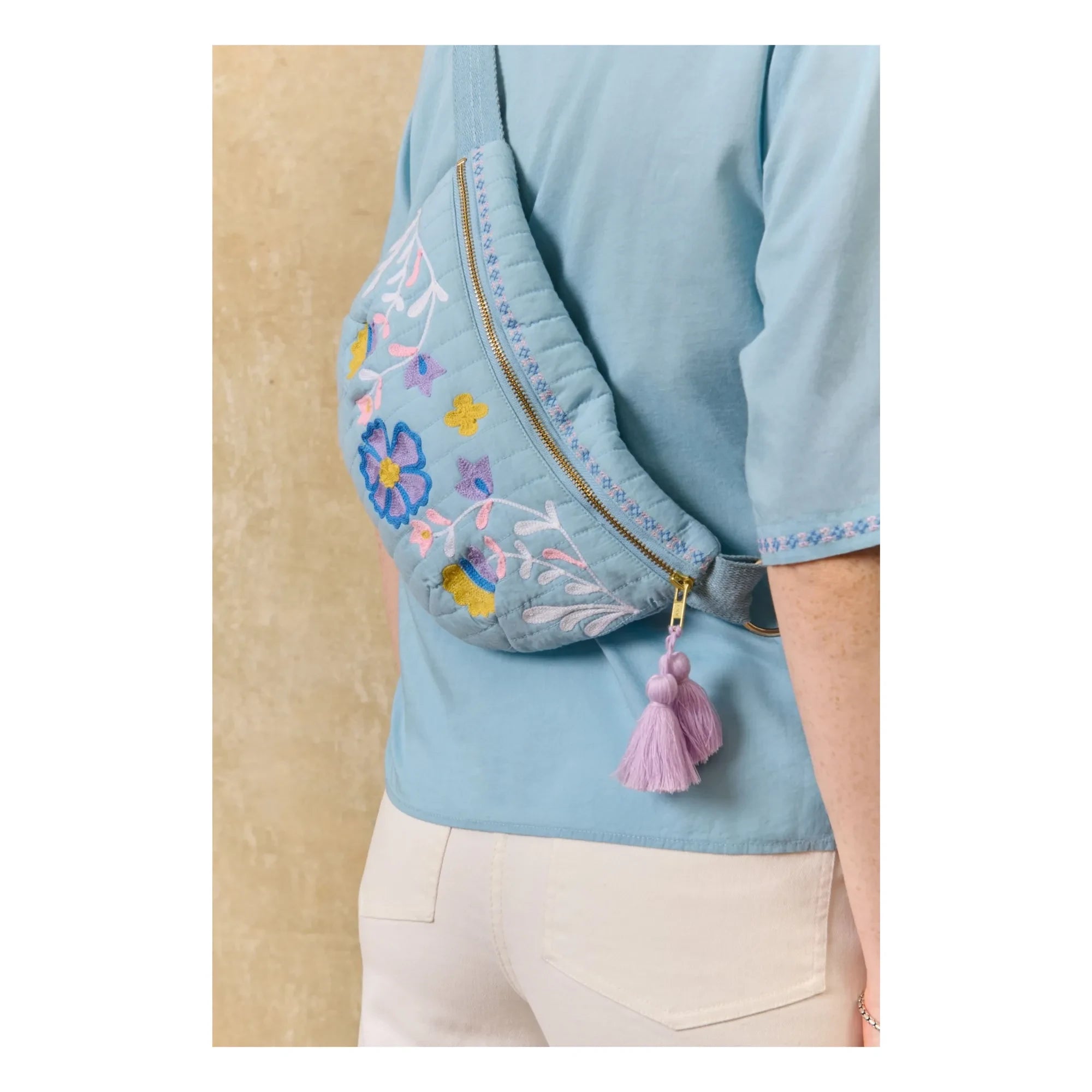 Louise Misha - Gaby Cotton Fanny Pack | Light Blue