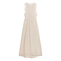 Louise Misha - Ariane Gestreiftes Leinen- und Baumwollkleid | Creme