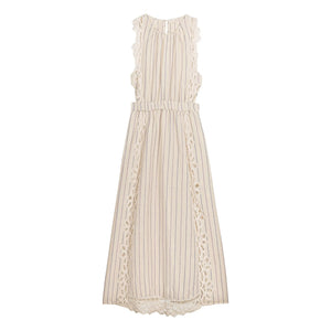 Louise Misha - Ariane Gestreiftes Leinen- und Baumwollkleid | Creme
