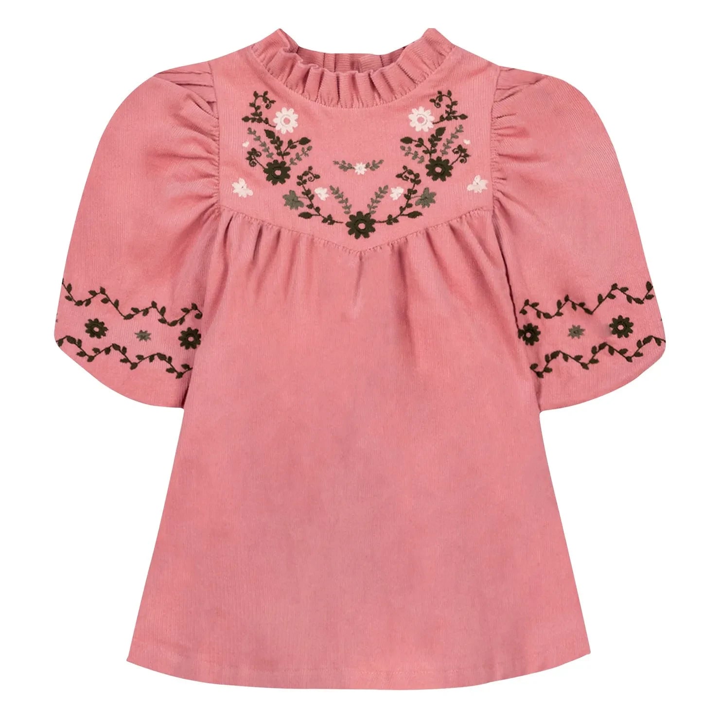 Bonton - Pauline Bébé Nakışlı Elbise | Pembe