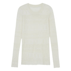 Kujten – Semeti Pointelle Pullover aus Seide und Kaschmir | Weiß
