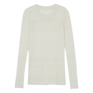 Kujten – Semeti Pointelle Pullover aus Seide und Kaschmir | Weiß