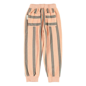 Piupiuchick - Organik pamuklu havlu kumaş çizgili jogger pantolon | Pembe