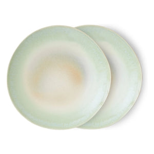 HKliving - Taş seramik tabaklar - 2'li set | Buz Mavisi