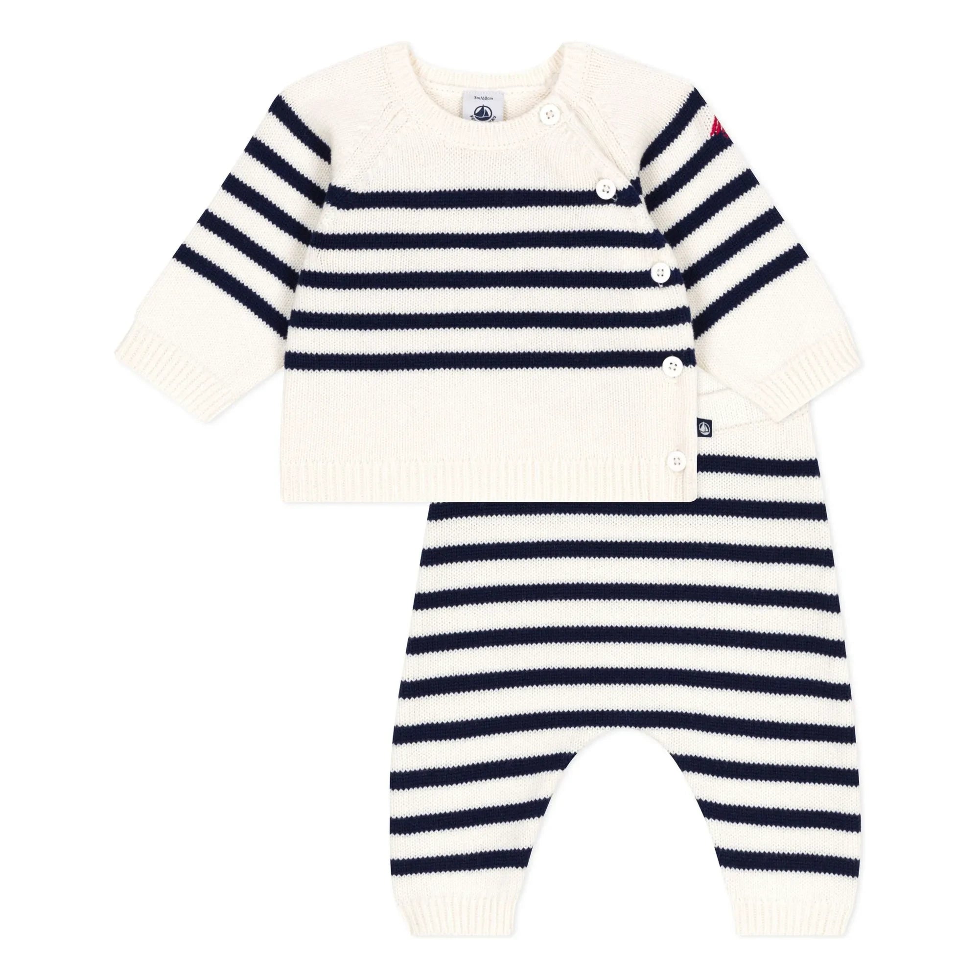 Petit Bateau - Wool Sailor Sweater and Pants Set | Ecru