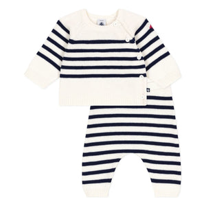 Petit Bateau - Yün Denizci Kazak ve Pantolon Seti | Ecru