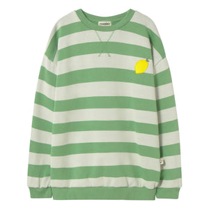Cozmo - Dan Lemon Striped Sweatshirt | Meadow Green