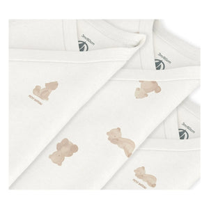 Petit Bateau - 3'lü Organik Pamuk Ayı Desenli Çapraz Çantalar | Ecru