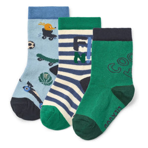 Liewood - Silas Animal Pattern Socks 3-Pack | Blue