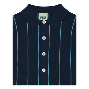 FUB – Gestreiftes Hemd extra feiner Strick Bio-Baumwolle | Marineblau