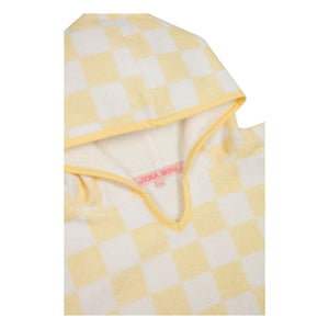 Jera Mini - Kariertes Handtuch-Poncho | Blassgelb