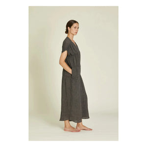 Black Crane - Gem Linen Dress | Dark Slate Gray