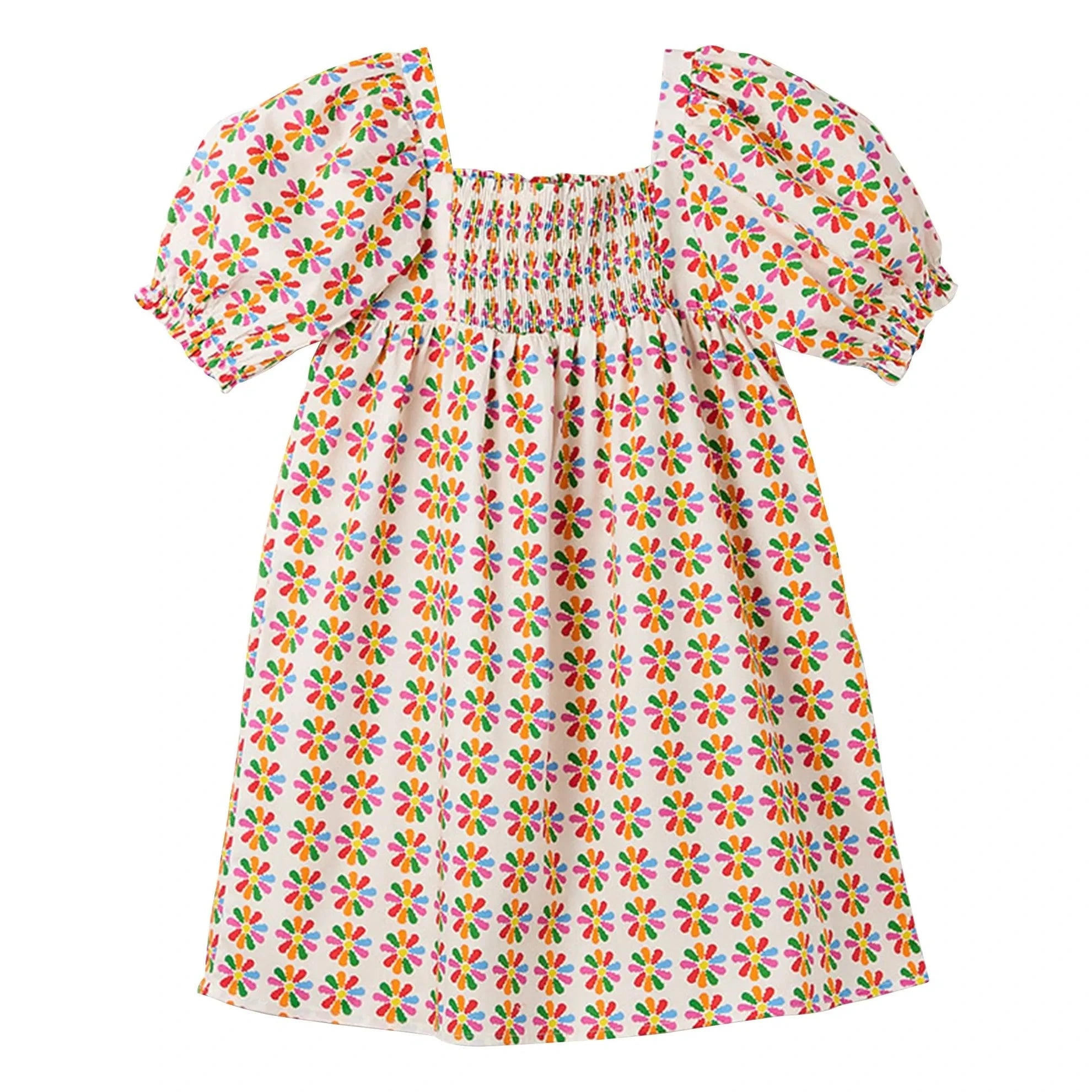 Fabula - Windmill Ballonärmel Midi-Kleid | Weiß