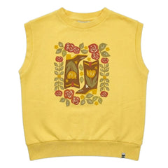 Hundred Pieces - Inaya Floral Pattern Organic Cotton Sleeveless Sweatshirt | Pale Yellow