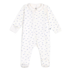 Petit Bateau - Cloud Organic Cotton Zip-Up Pajamas | White