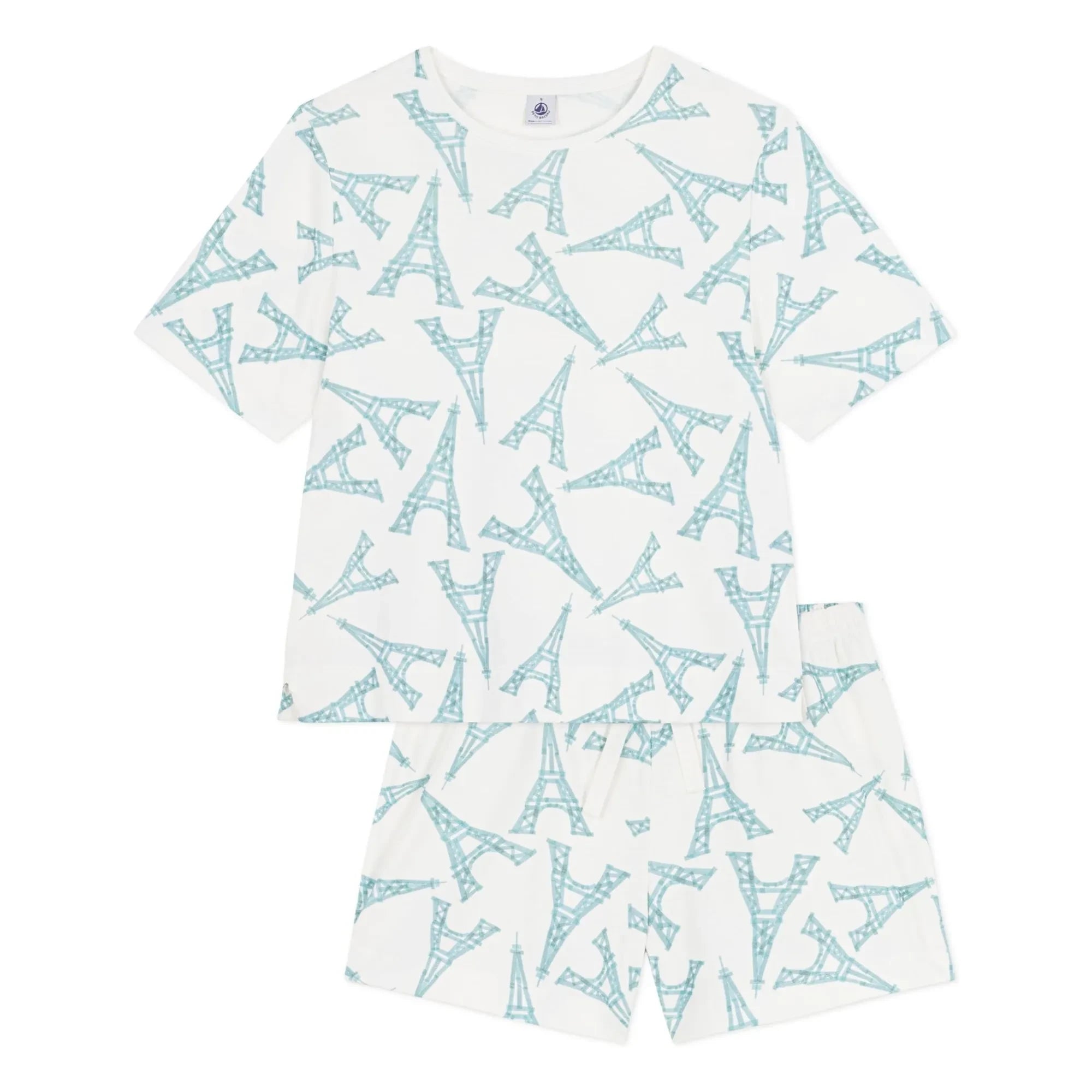Petit Bateau - Pyjama-Shorts Eiffelturm | Weiß