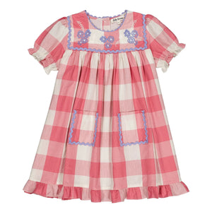 Hello Simone - Louisette Kareli elbise | Pembe