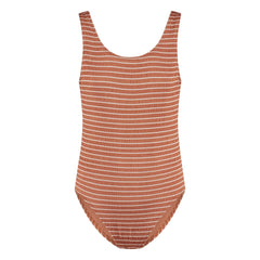 Beachlife - Gestreifter Badeanzug mit recycelten Fasern | Caramel