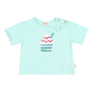 Búho - Bio-Baumwoll-T-Shirt mit Eiscreme-Print | Aqua