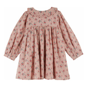 Emile et Ida - Kleid mit Blumenmuster und Claudine-Kragen | Rosa