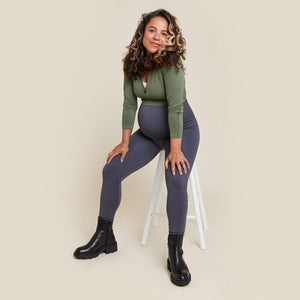 Freerider Co. Maternity Bump Support Leggings - Charcoal-Maternity Leggings-Charcoal-S | Natural Baby Shower