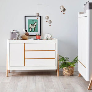 Gaia Baby Hera Cot Bed + Dresser + Wardrobe Three Piece Bundle - Scandi-White + Natural-Nursery Sets- | Natural Baby Shower