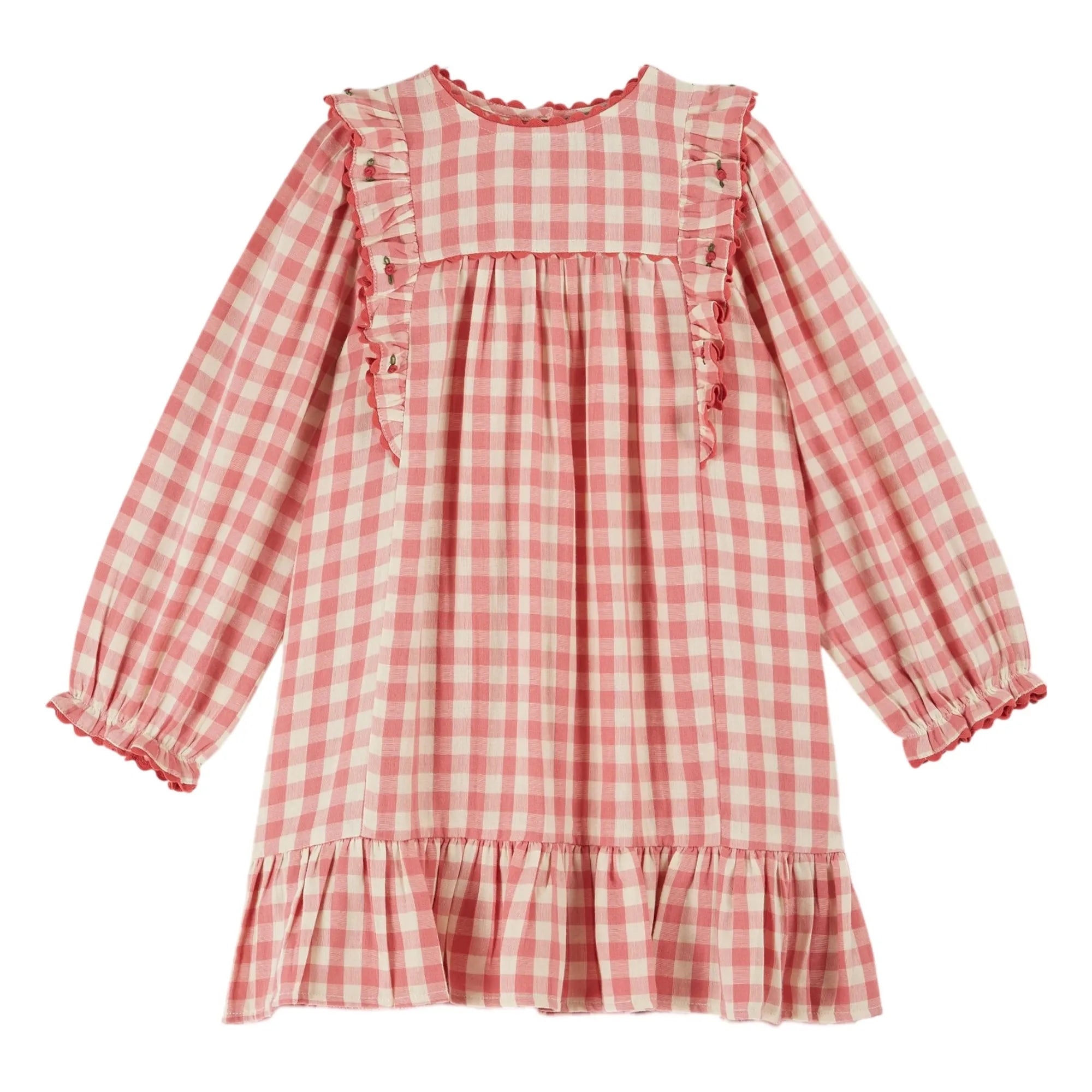 Emile et Ida – Rüschenkleid mit Vichykaro | Rosa