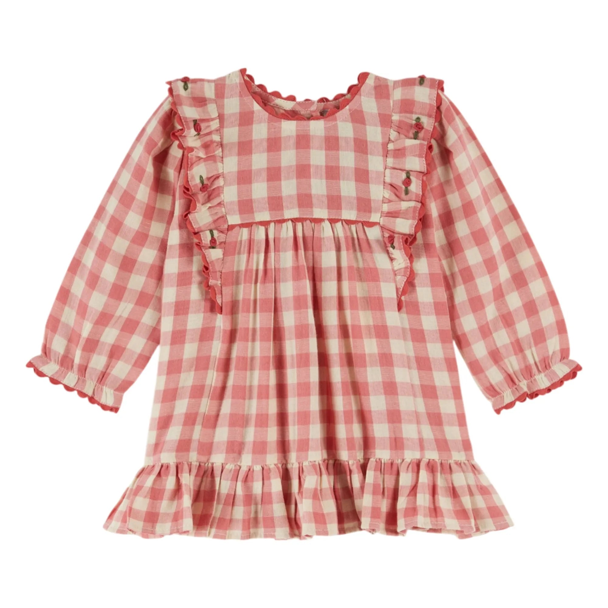 Emile et Ida – Rüschenkleid mit Vichykaro | Rosa