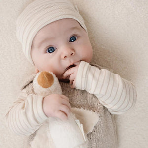 Little Dutch Knitted One-Piece - Soft Beige Melee-Bodysuits-Soft Beige Melee-NB | Natural Baby Shower