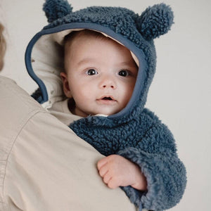 Little Dutch Teddy Cardigan - Stone Blue-Cardigans-Stone Blue-3-6m | Natural Baby Shower