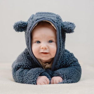 Little Dutch Teddy One-Piece Suit - Stone Blue-Bodysuits-Stone Blue-3-6m | Natural Baby Shower