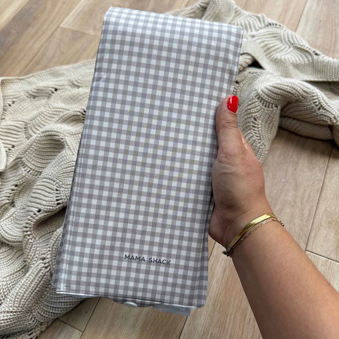 Mama Shack Foldable Travel Changing Mat - Greige Gingham-Travel Changing Mats-Greige Gingham-One Size | Natural Baby Shower