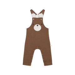 MORI Bear Face Dungarees - Brown-Dungarees- | Natural Baby Shower