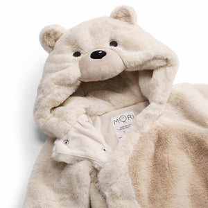 MORI Faux Fur Polar Bear Pramsuit - Ecru-Pramsuits-Ecru-0-3m | Natural Baby Shower