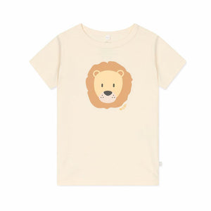MORI Lion T-Shirt & Stripe Ribbed Shorts - Panda Cream-Pyjamas-Panda Cream-9 - 12 M | Natural Baby Shower