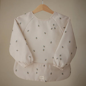 Mushie Long Sleeve Bib - Cream Bees-Bibs-Cream Bees- | Natural Baby Shower
