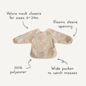 Mushie Long Sleeve Bib - Cream Bees-Bibs-Cream Bees- | Natural Baby Shower