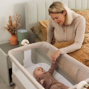 Obaby Cloud Bedside Crib - Oatmeal-Bedside Cribs-Oatmeal-Crib | Natural Baby Shower