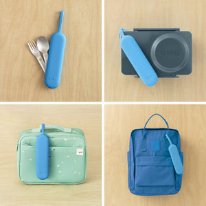 Omiebox - OmiePod UP Azure Silikon Gabel- und Löffelset