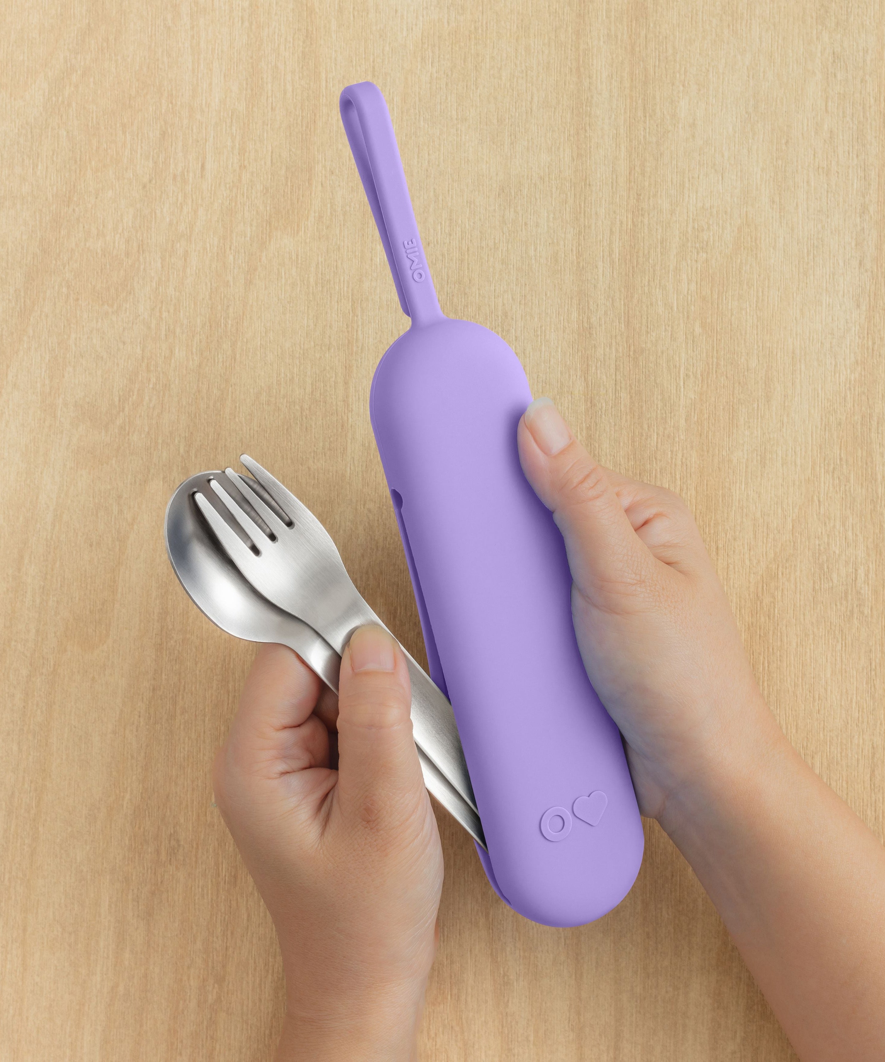 Omiebox - OmiePod UP Menekşe Silikon Çatal ve Kaşık Seti