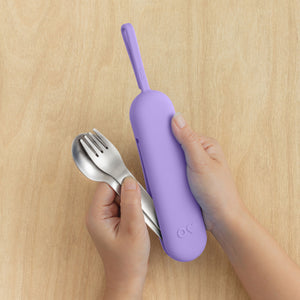 Omiebox - OmiePod UP Lila Silikon Gabel- und Löffelset