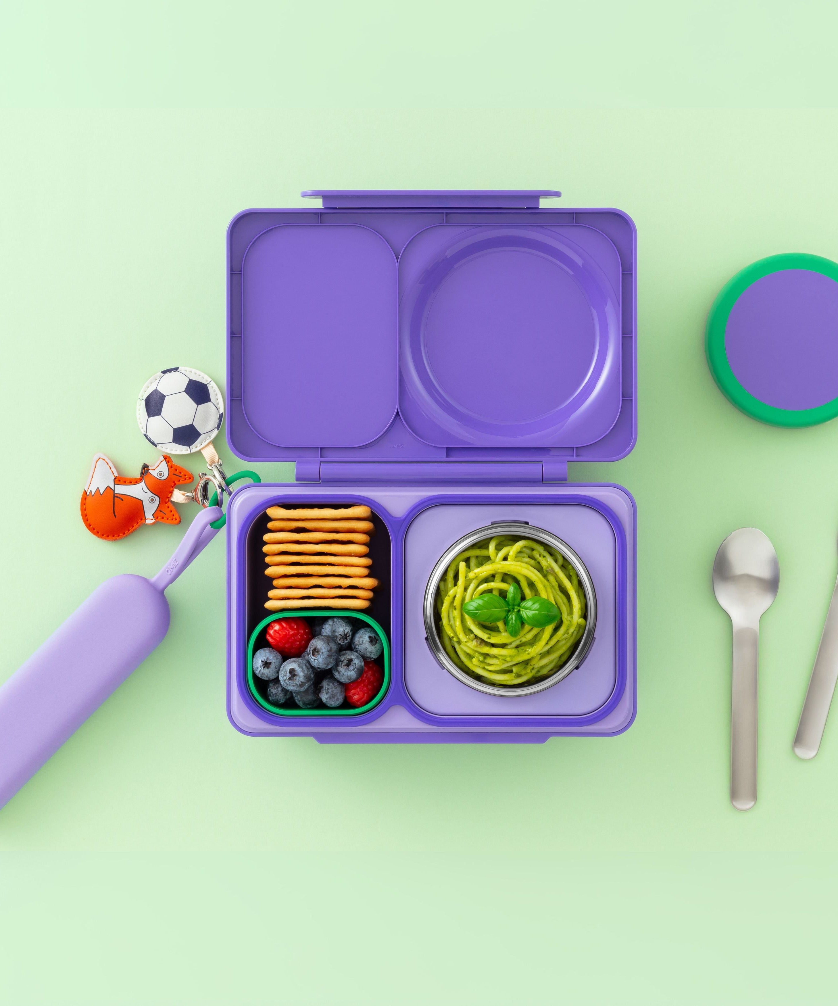 Omiebox - OmiePod UP Menekşe Silikon Çatal ve Kaşık Seti