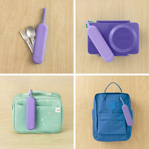 Omiebox - OmiePod UP Violet Silicone Fork and Spoon Set