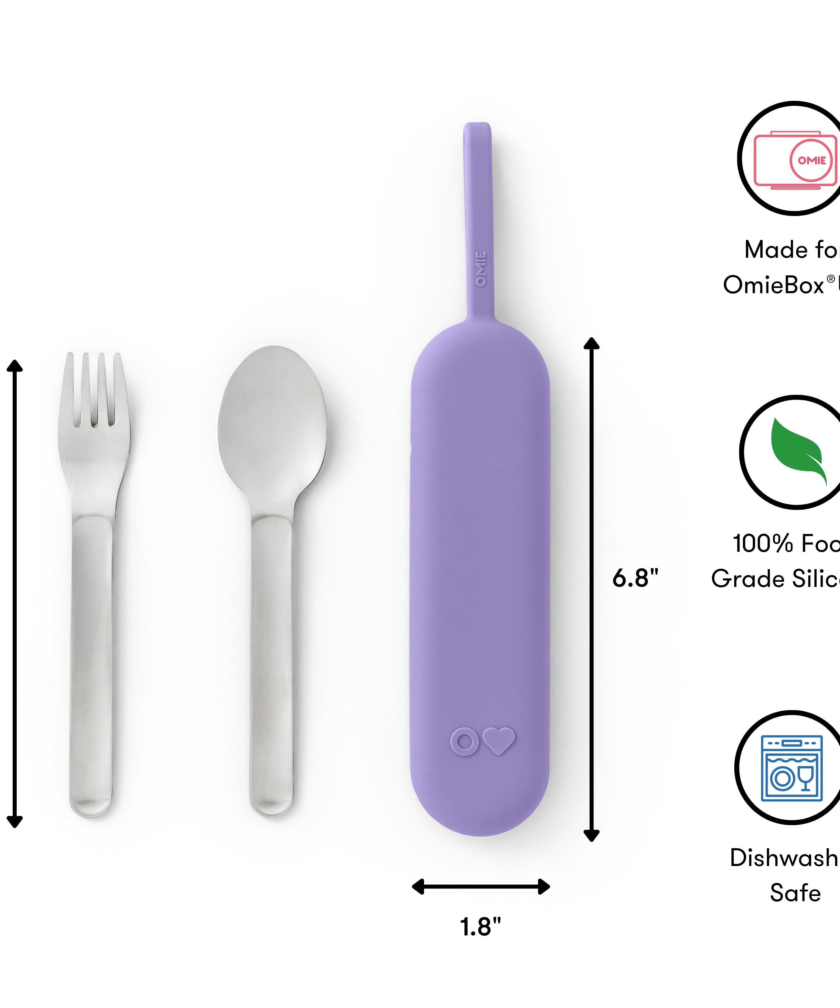 Omiebox - OmiePod UP Menekşe Silikon Çatal ve Kaşık Seti