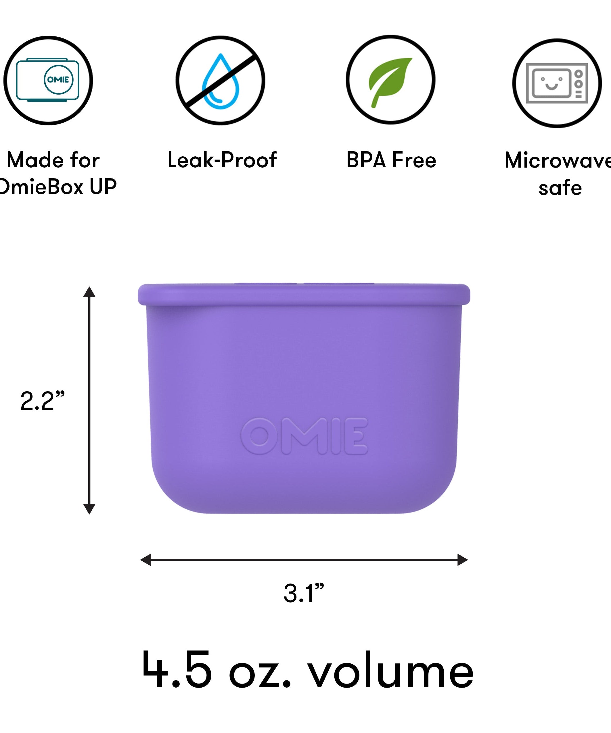 Omiebox - UP बेंटो बॉक्स आंतरिक विभाजन कंटेनर 2 टुकड़े बैंगनी/हरा
