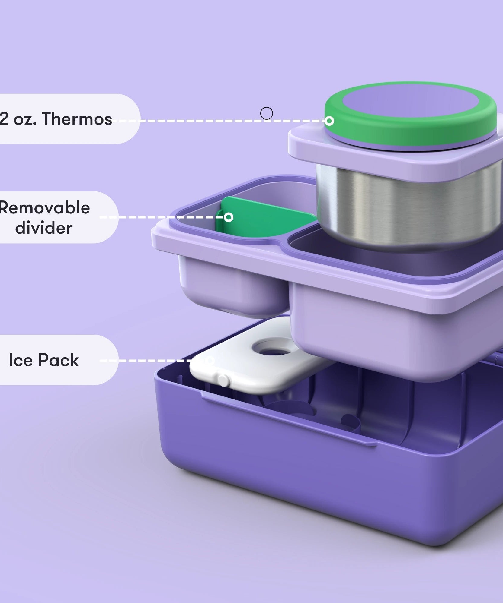 Omiebox - UP Isı Yalıtımlı 2. Nesil Galaksi Moru Bento Yemek Kutusu