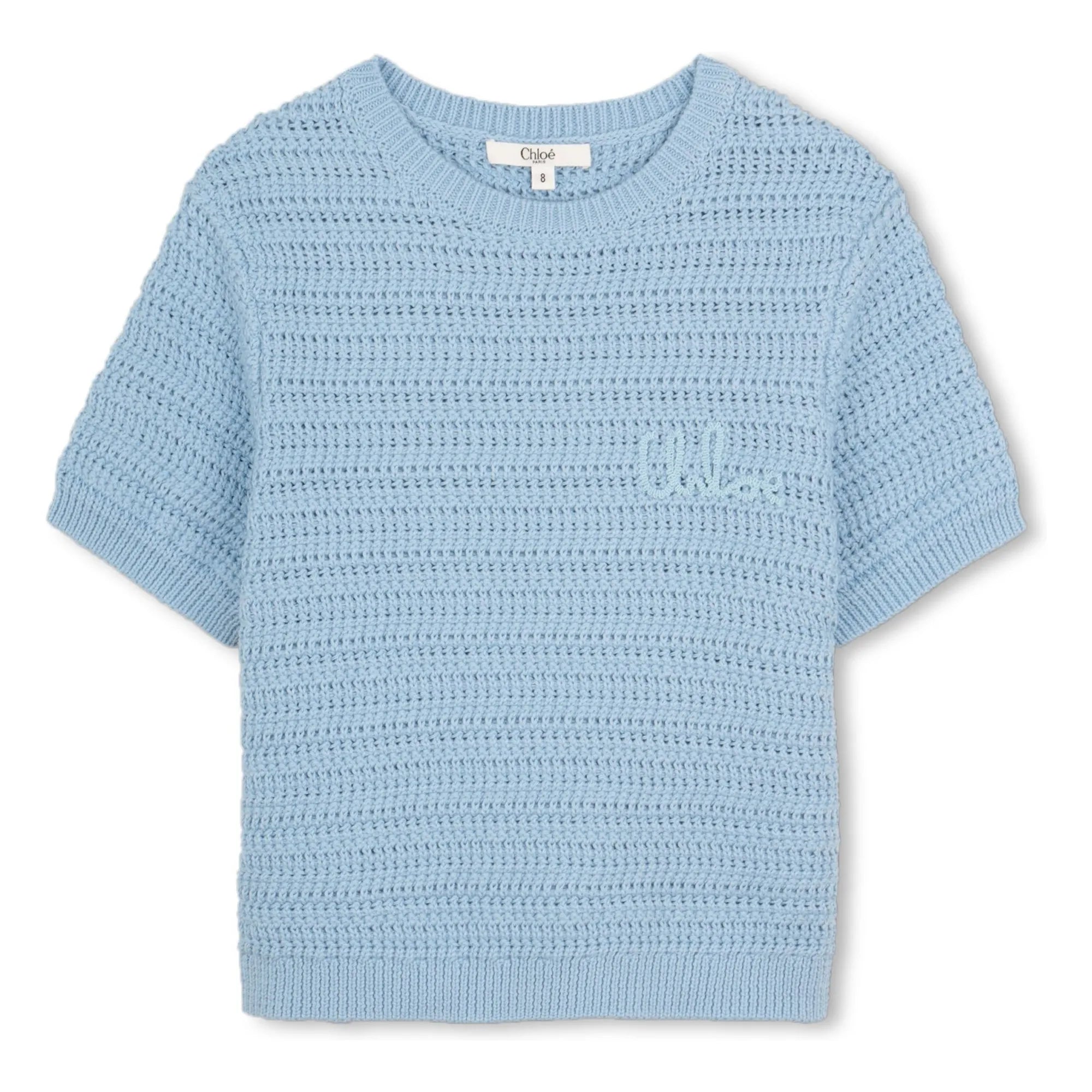 Chloé - Organic Cotton Crochet T-Shirt | Blue