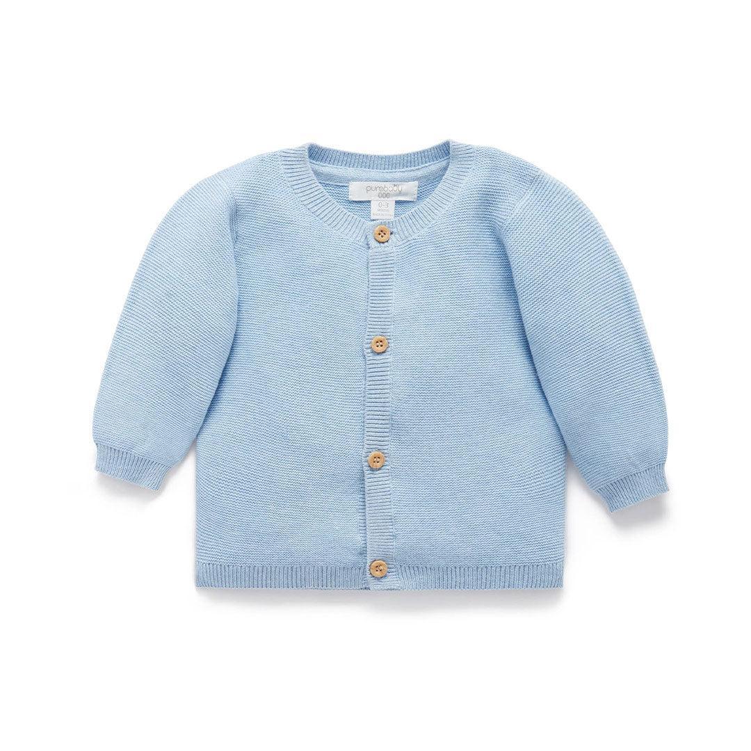 Purebaby Knit Cardigan - Blue Melange-Cardigans-Blue Melange-NB | Natural Baby Shower